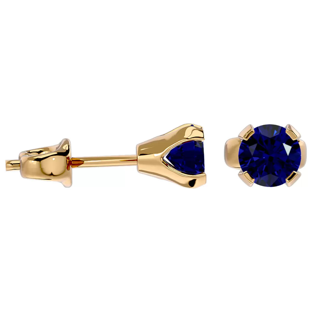 0.60 Carat Sapphire Stud Earrings In 14 Karat Yellow Gold Filled