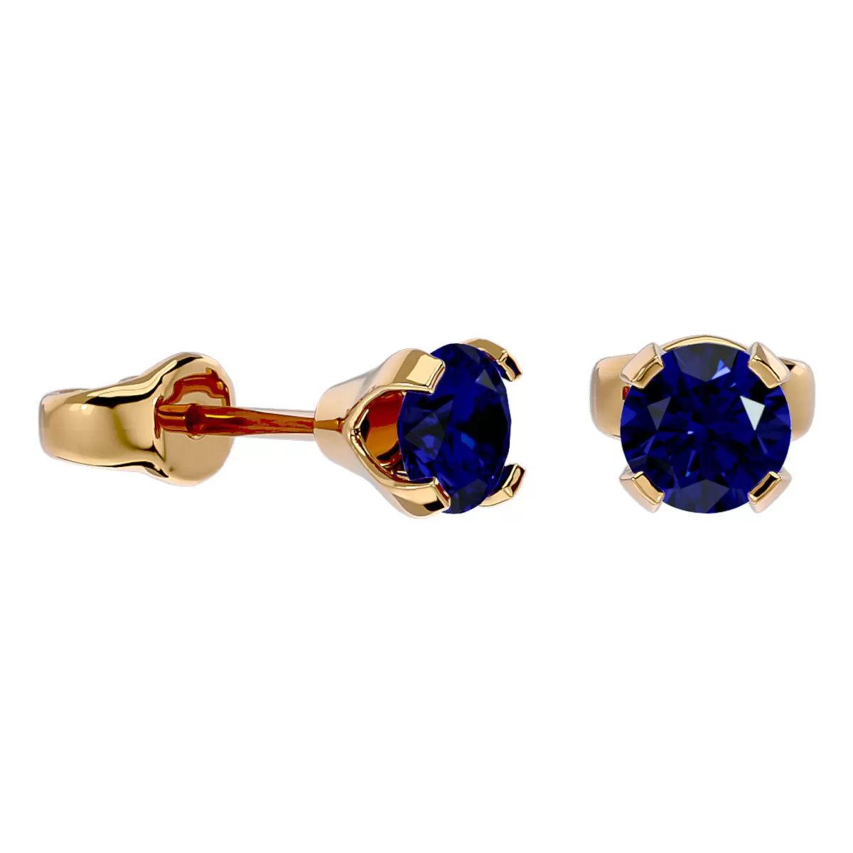 0.60 Carat Sapphire Stud Earrings In 14 Karat Yellow Gold Filled