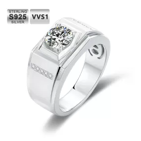 1.0 Carats VVS1 Moissanite Men Ring