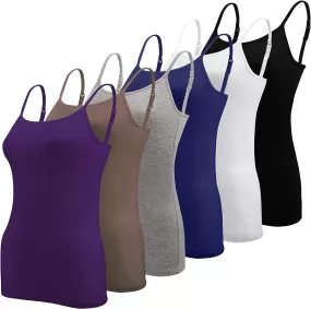 6 Pcs Women's Camisole Tops Undershirts Adjustable Spaghetti Strap Tank Top