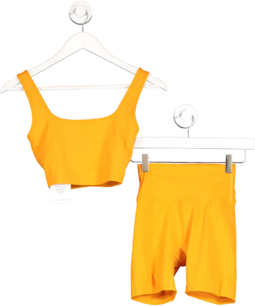 Adanola Orange Square Neck Sports Bra And High Waist Shorts UK XS