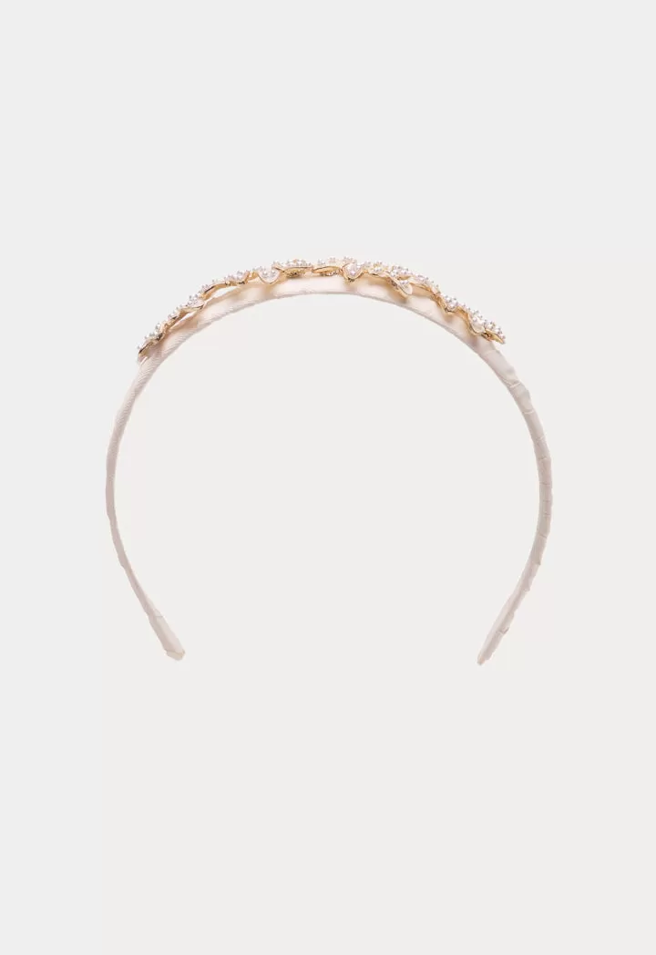 Alloy Beaded Crown Pearl Headband