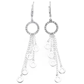 Alwand Vahan 10K White Gold Diamond Circle Leverback Dangle Earrings