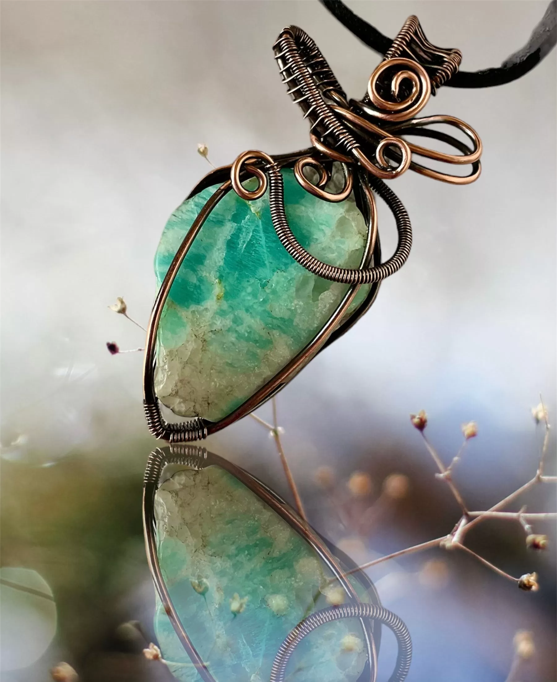 Amazonite Wire Wrapped Pendant