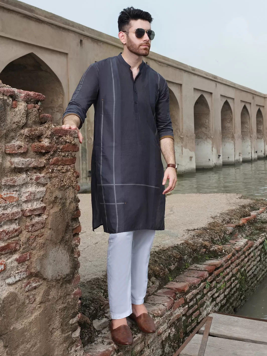 Anchor Grey Cotton Kurta - AL-K-884