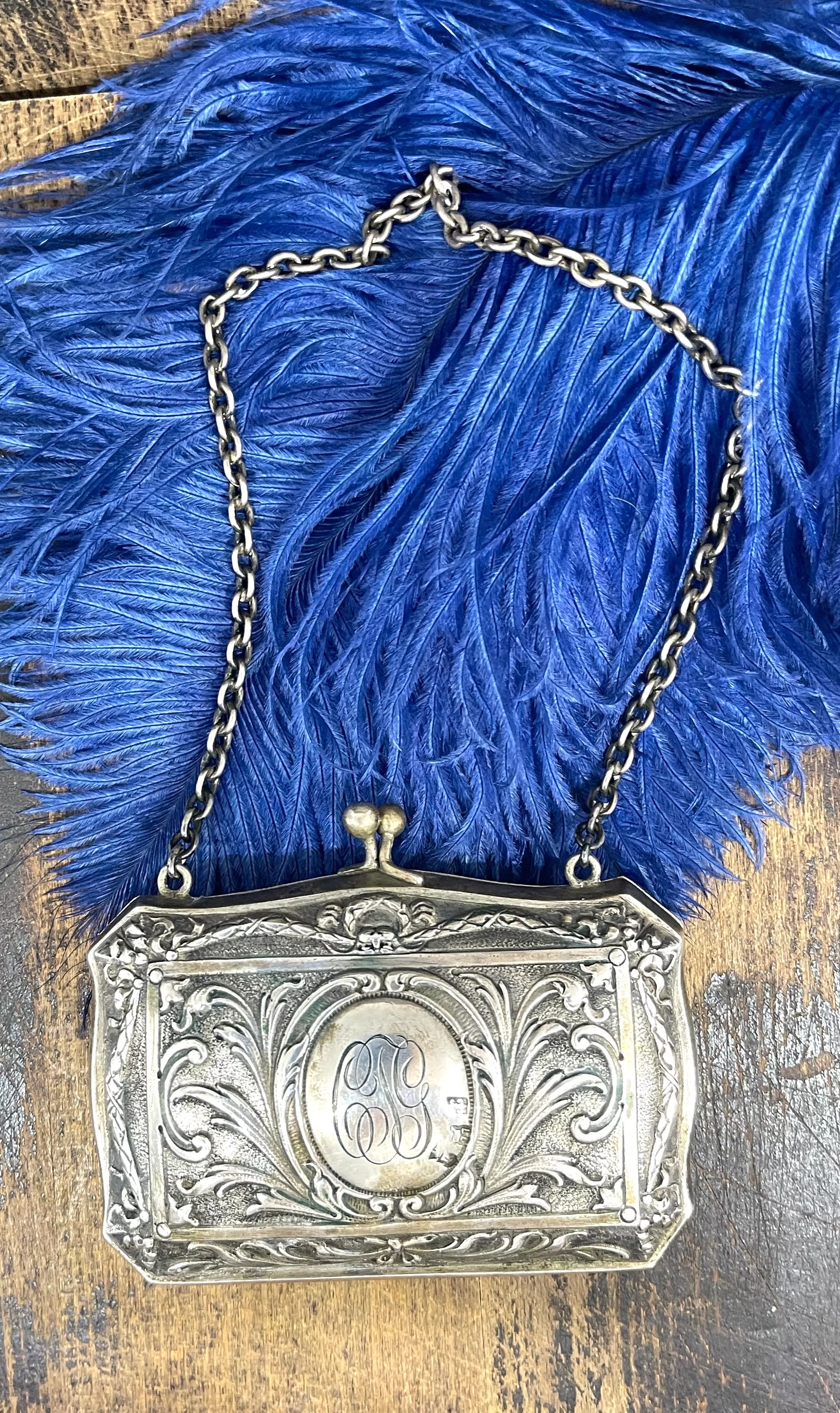 ANGEL BABIES Antique / Edwardian Silver Repousse Bag