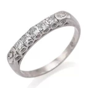 Antique Platinum 0.35 TCW Diamond Semi-Eternity Band Ring