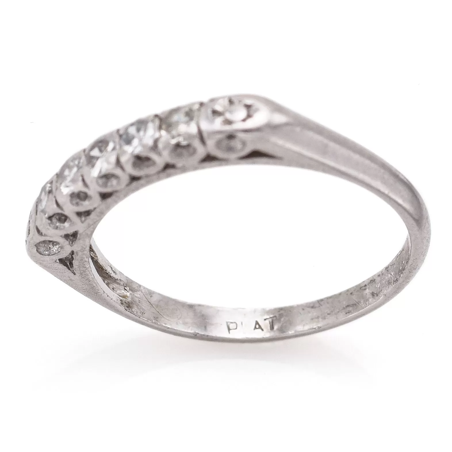 Antique Platinum 0.35 TCW Diamond Semi-Eternity Band Ring