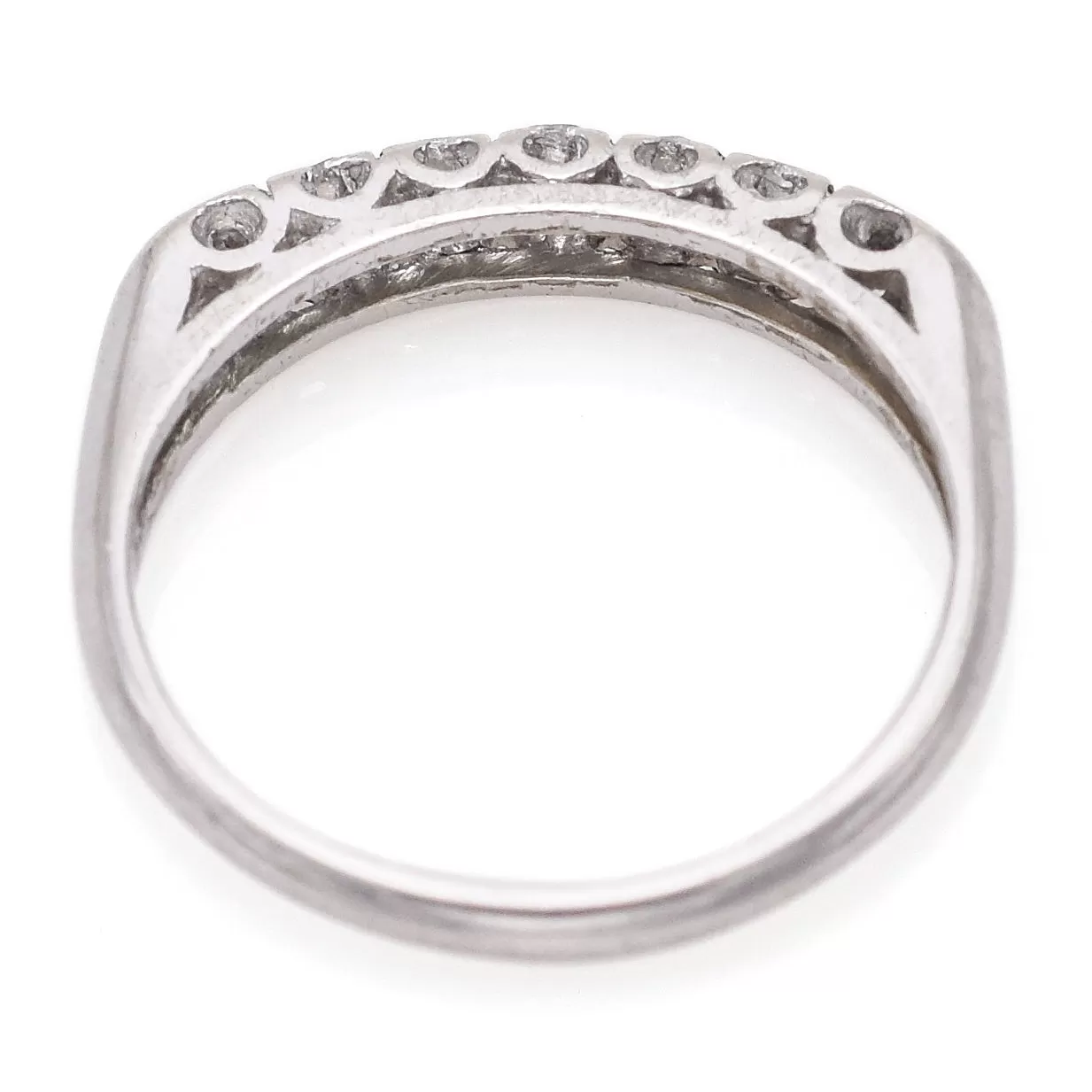 Antique Platinum 0.35 TCW Diamond Semi-Eternity Band Ring