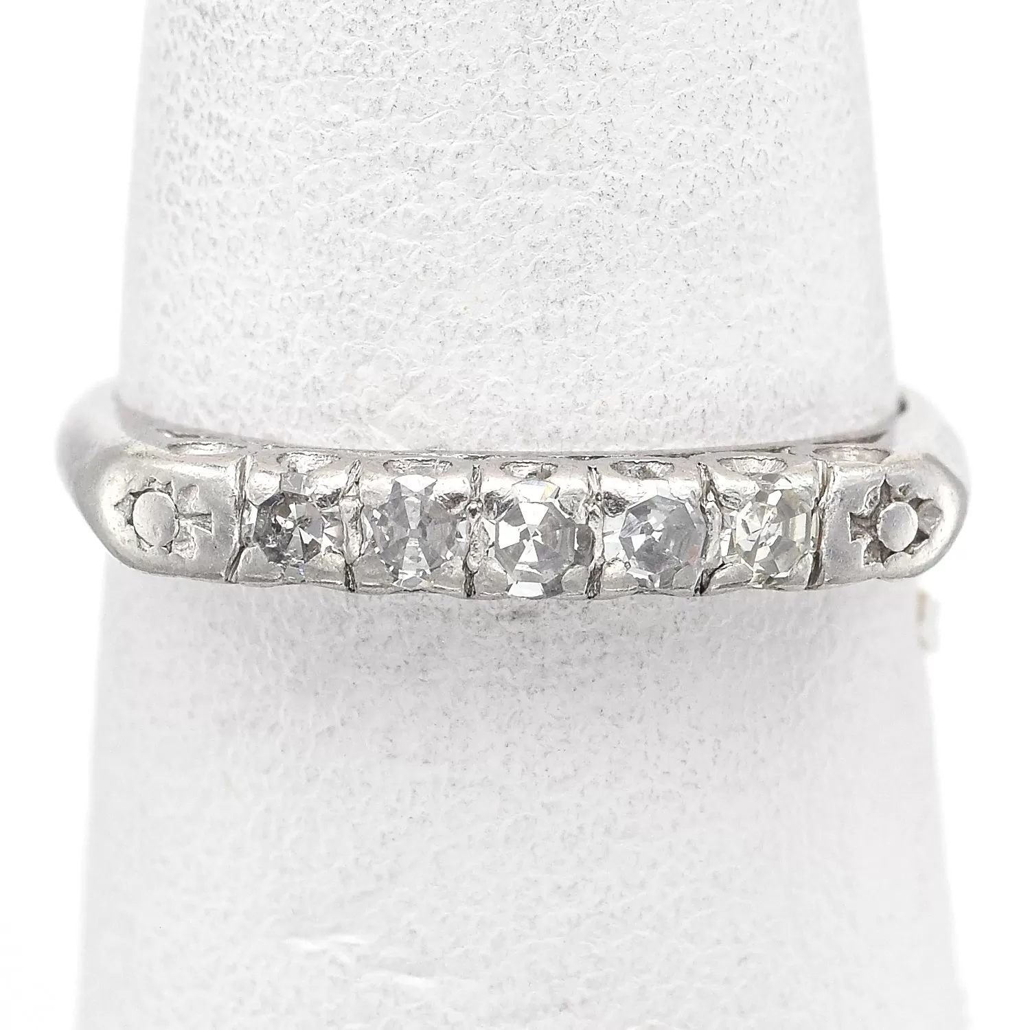 Antique Platinum 0.35 TCW Diamond Semi-Eternity Band Ring