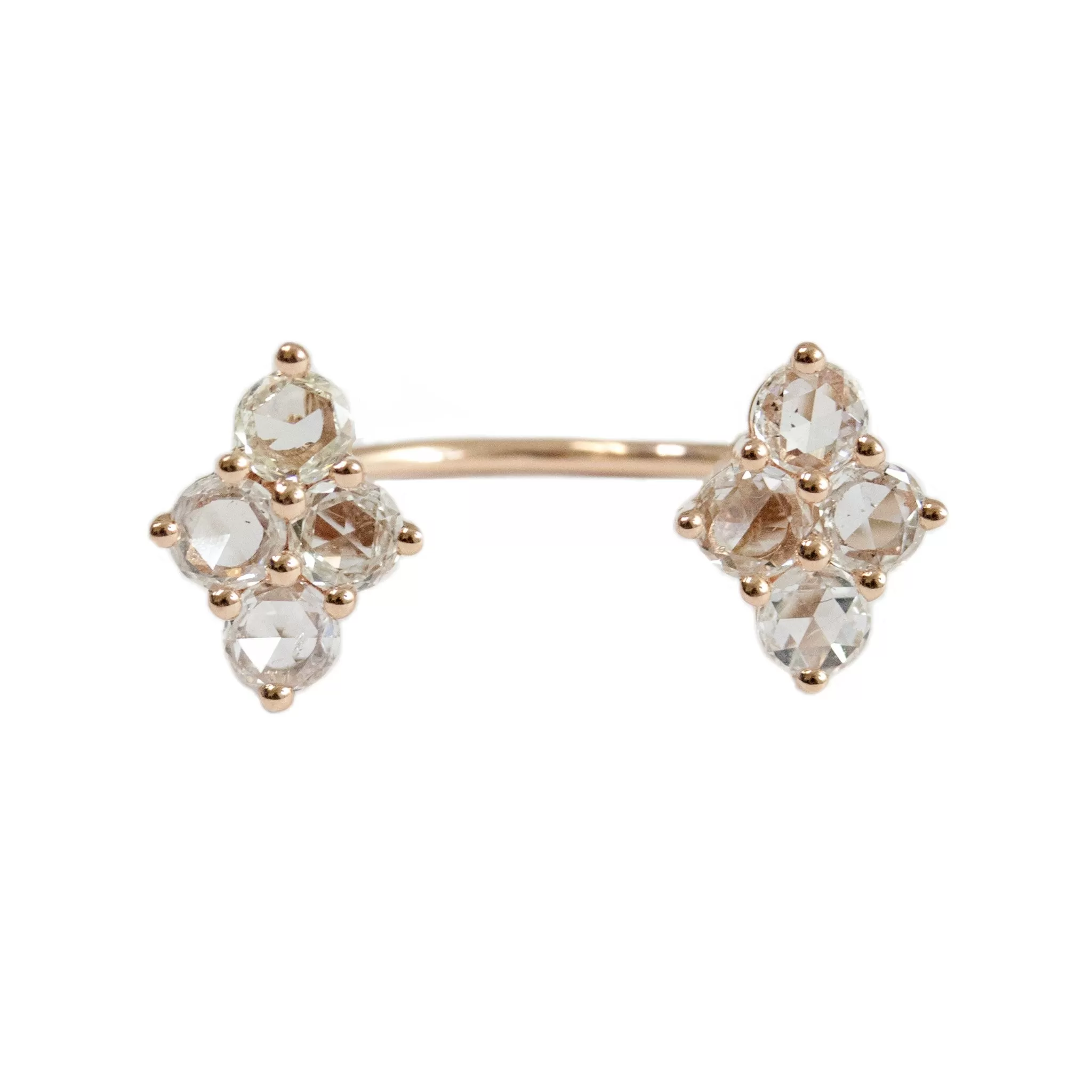 Asher Double Ring Rose Gold Rose Cut Diamond