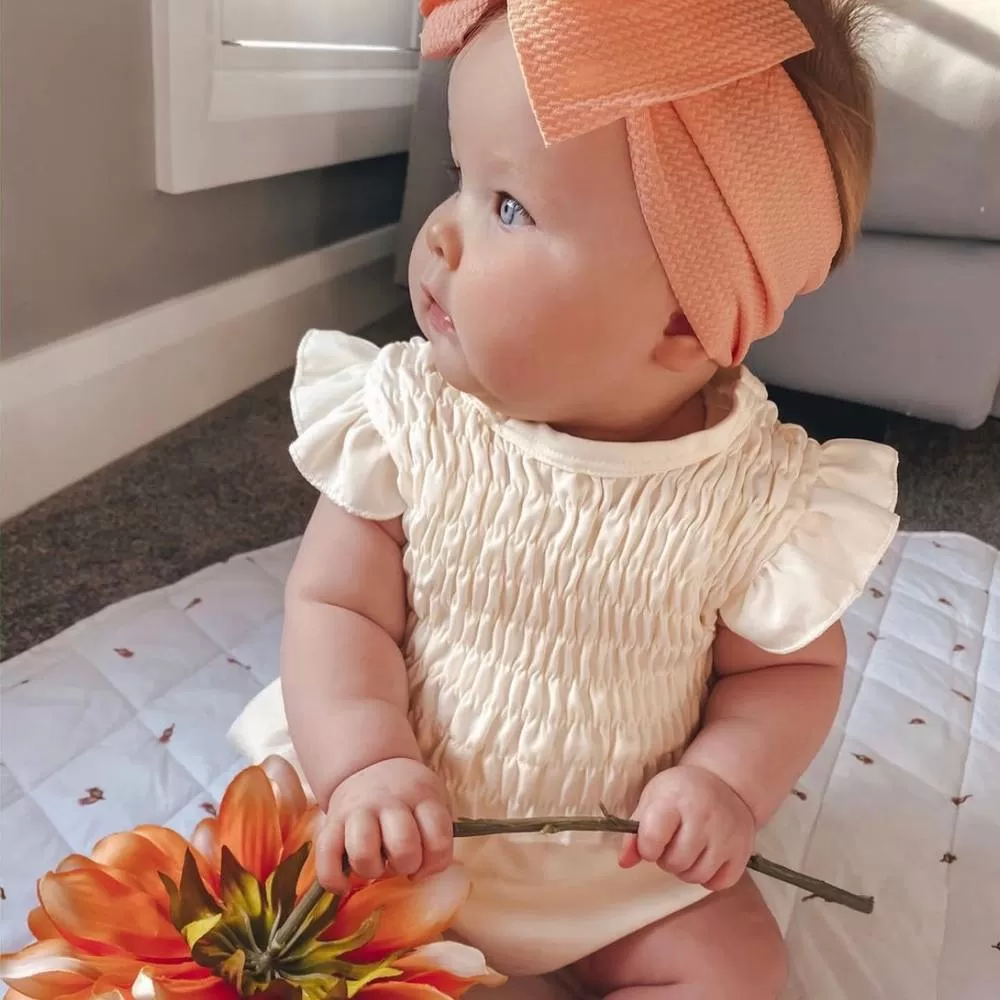 Baby Adjustable Bow Headband — Flamingo