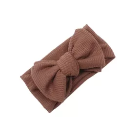 Baby Girl Large Waffle Topknot Headband Headwrap — Chocolate