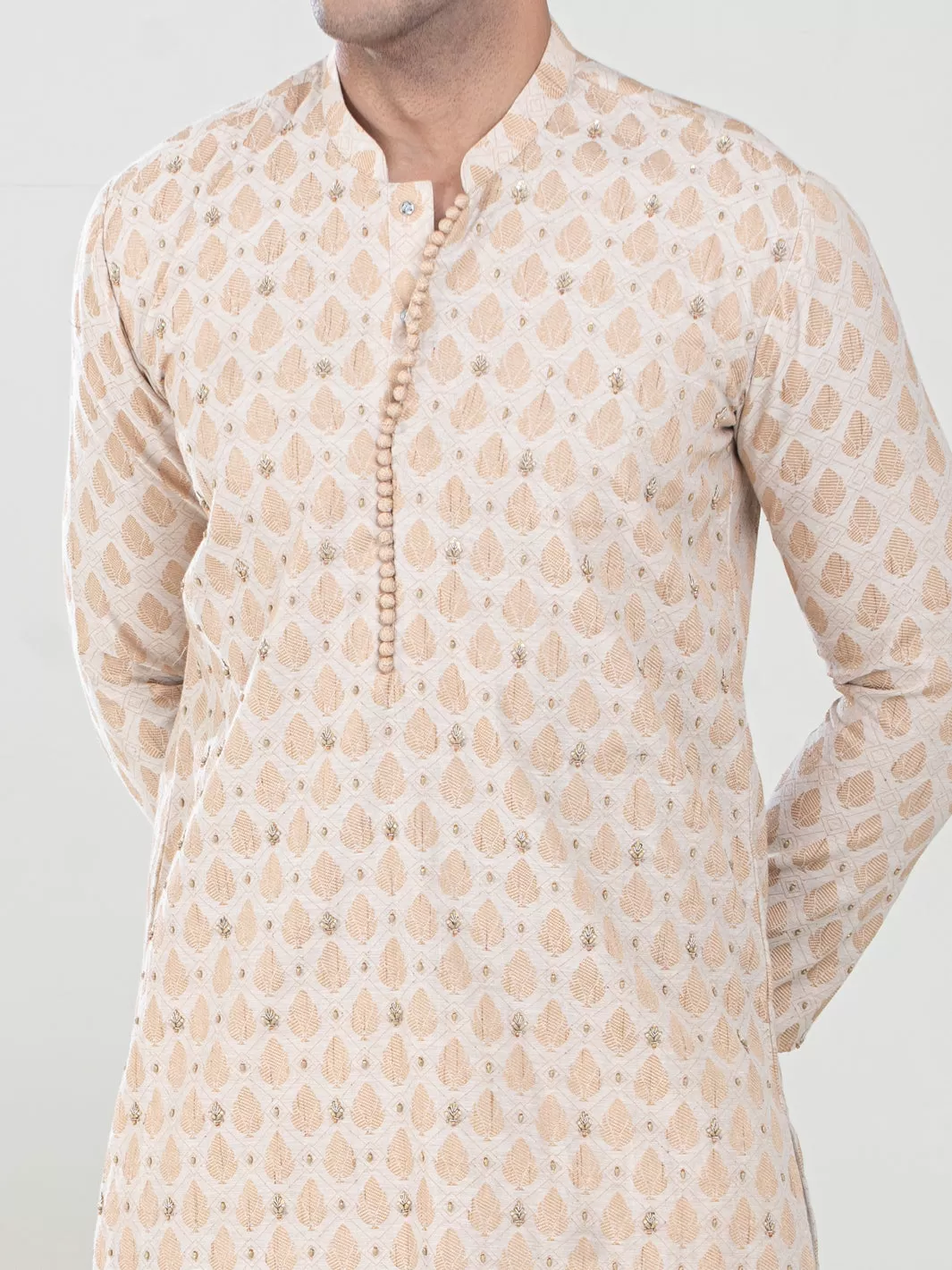 Beige Blended Formal Kurta - AL-K-SP-051