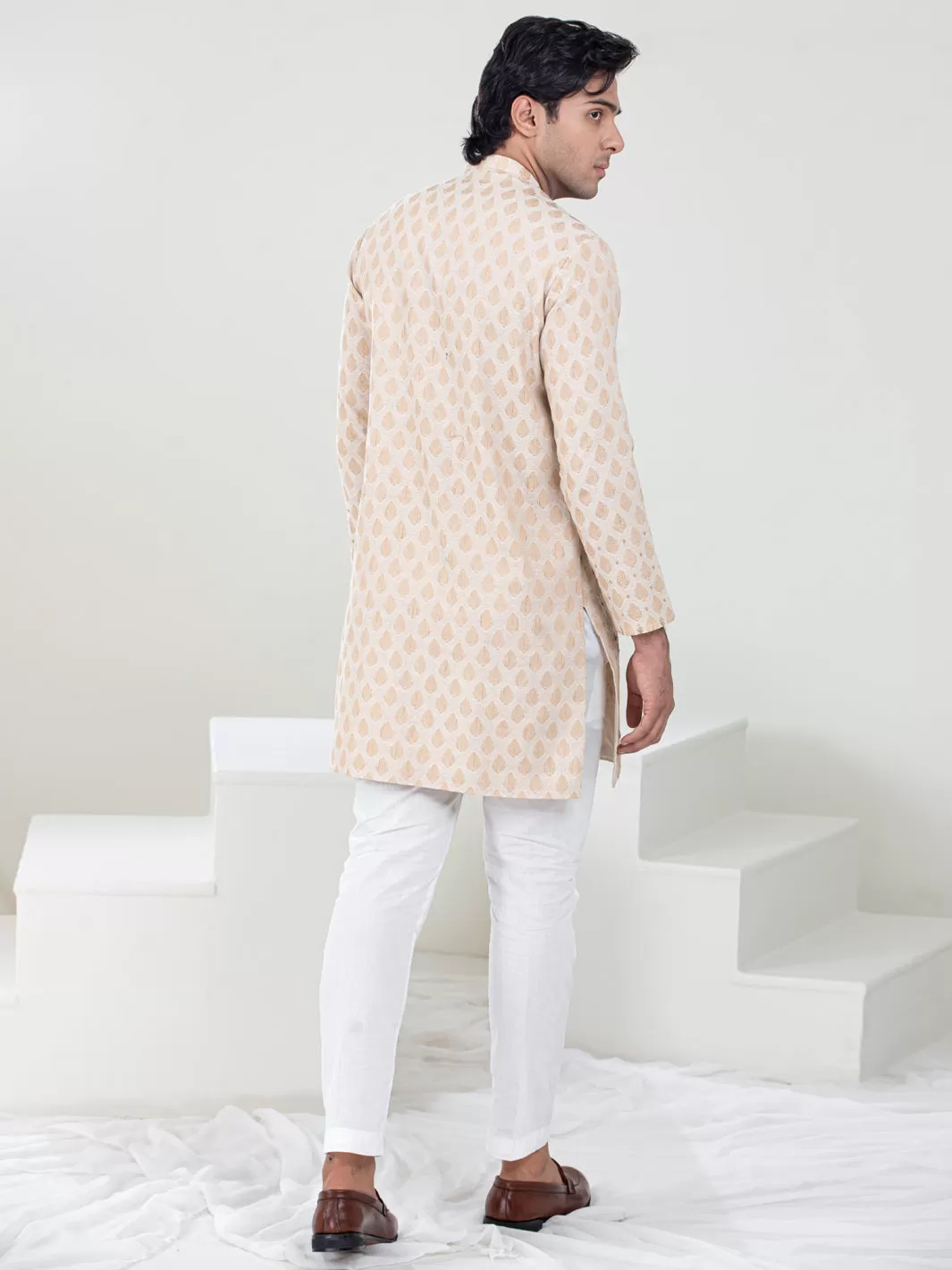 Beige Blended Formal Kurta - AL-K-SP-051