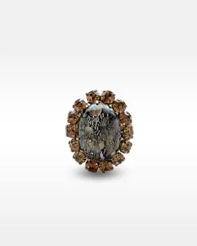 Black and Gold Speckled Confetti Glass Ring