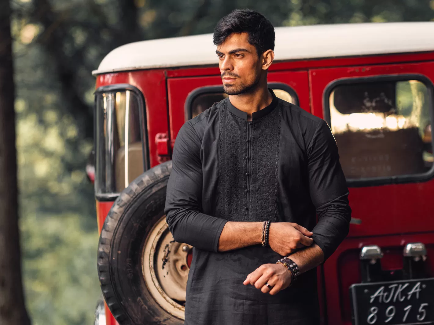 Black Cotton Kurta - AL-K-1135D