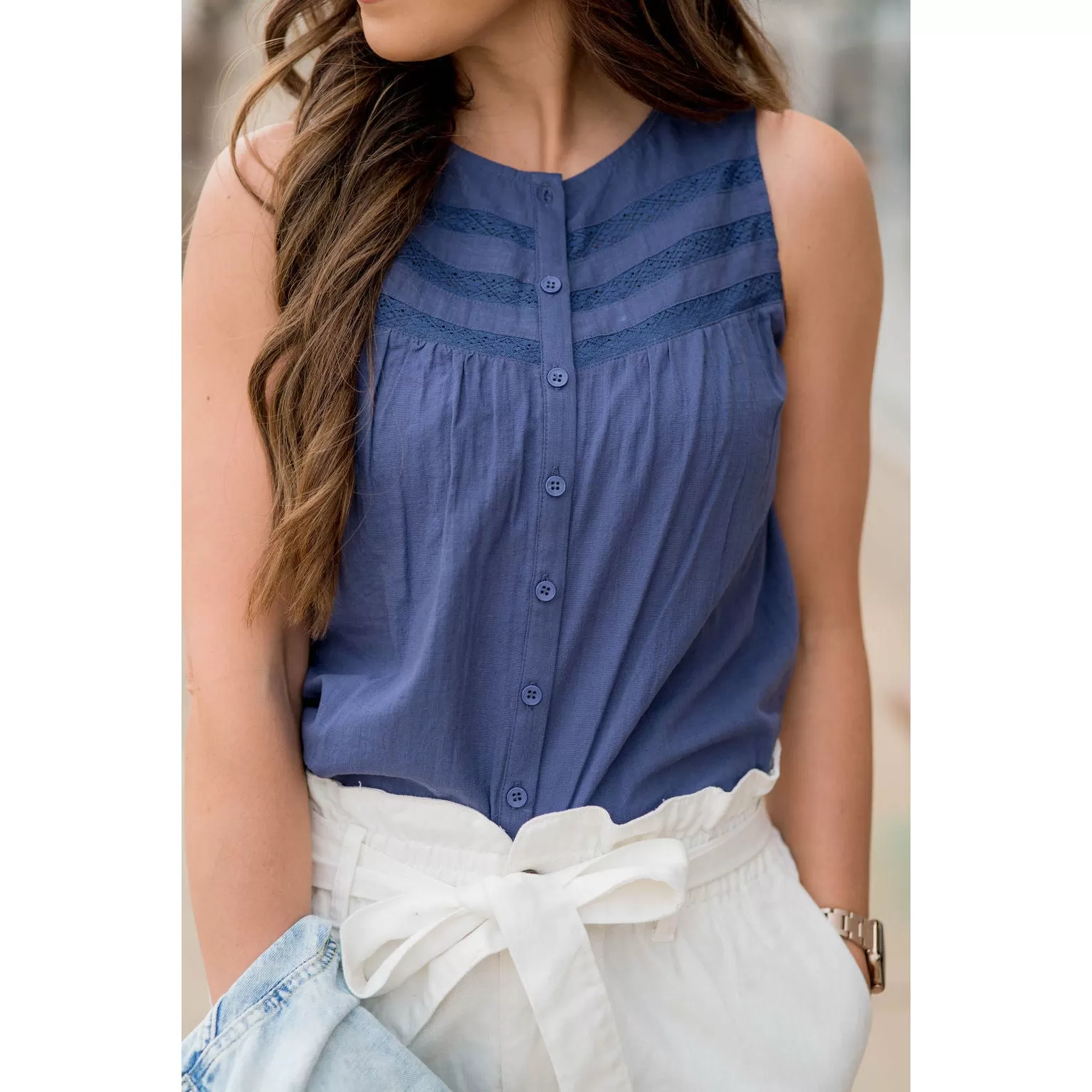 Button Down Knit Tank