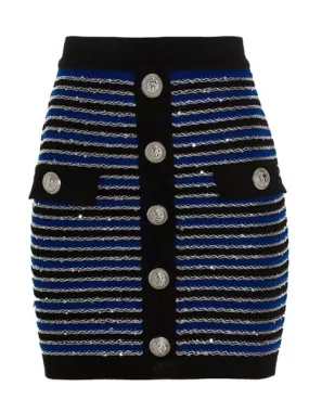 BUTTONED KNIT SKIRT