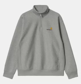 Carhartt WIP Half Zip American Script Sweatshirt in Grey Heather