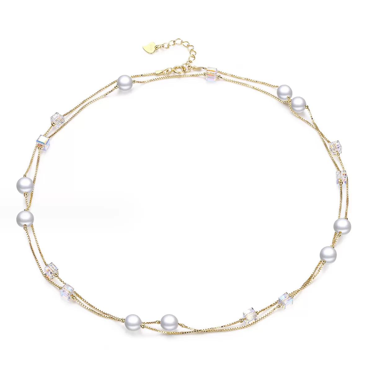 Cascade Long Pearl Necklace in 18K Gold Over Sterling Silver