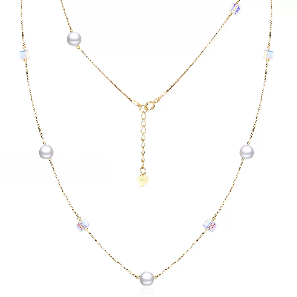 Cascade Long Pearl Necklace in 18K Gold Over Sterling Silver