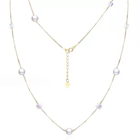 Cascade Long Pearl Necklace in 18K Gold Over Sterling Silver