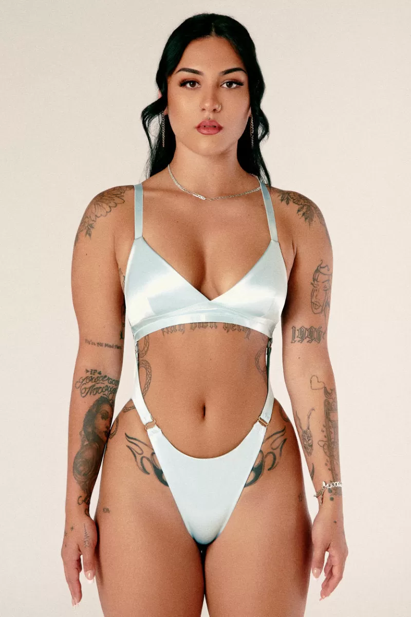 CXIX Aphrodite Bodysuit - Blue Satin