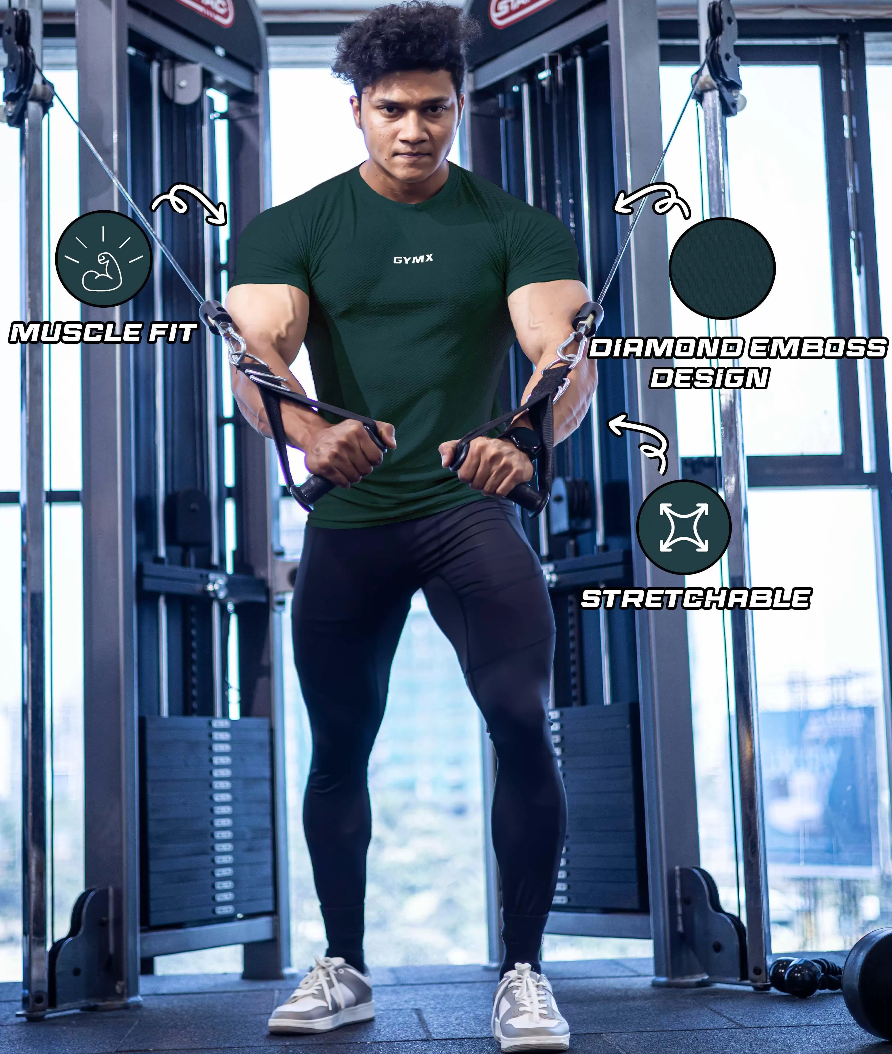 Diamond Cut GymX Tee: Emerald Green