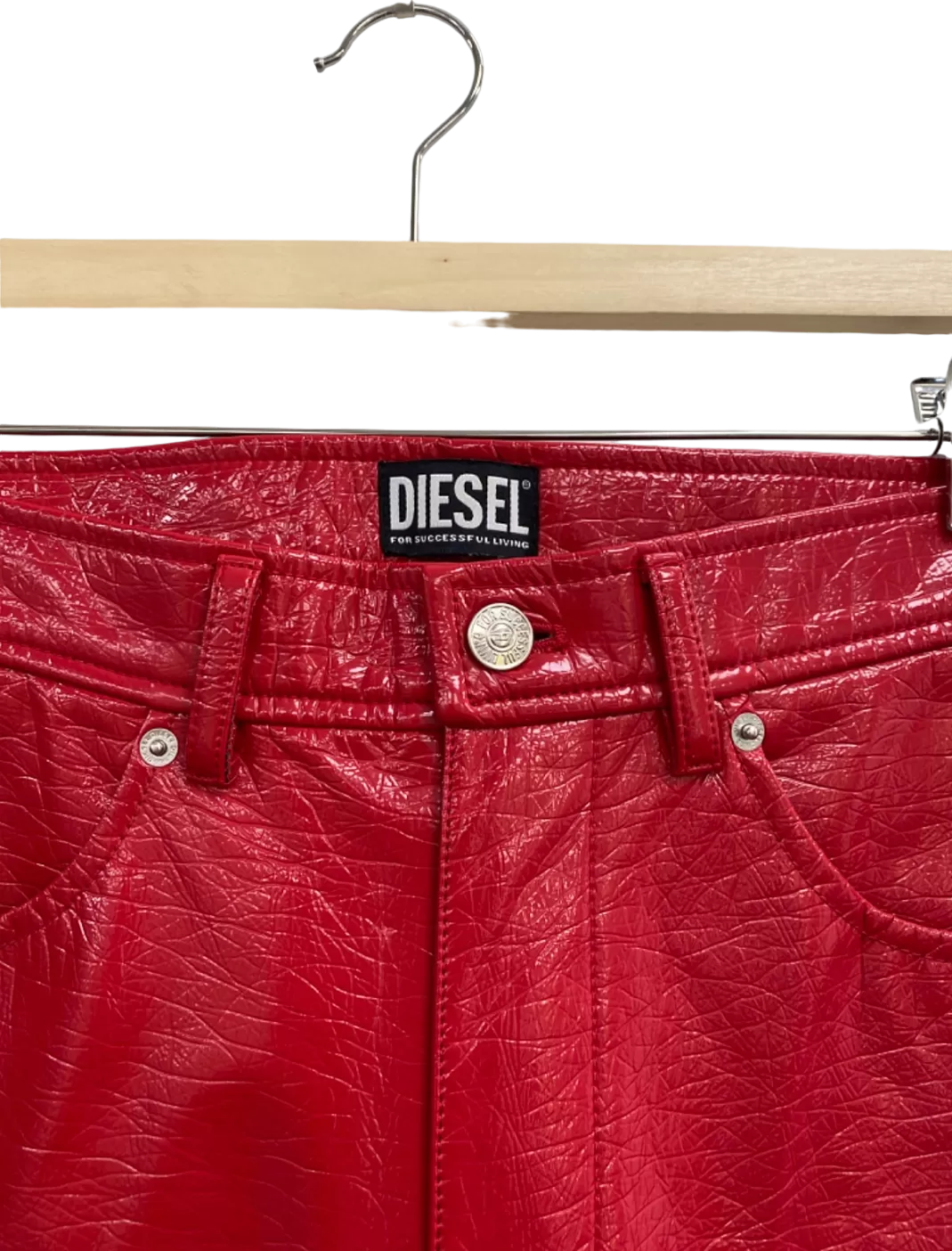 Diesel Red P-Arcy Straight-Leg Trousers UK W27