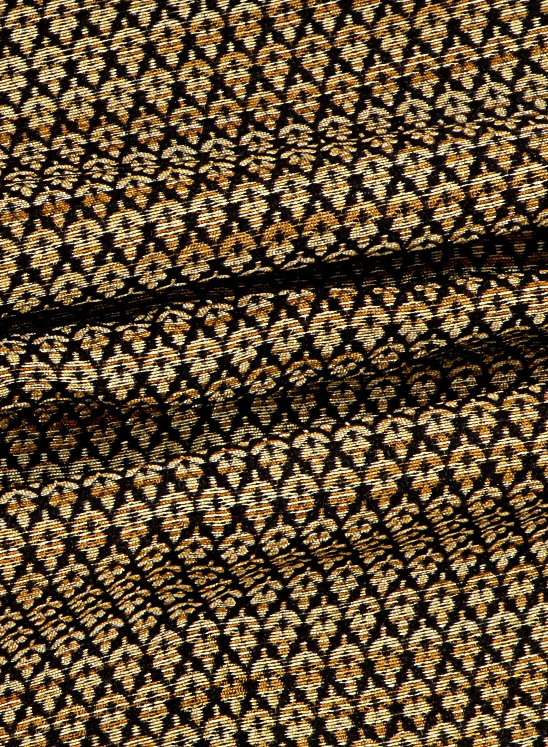 Dobby Jacquard Black and Beige Silk Blend Fabric