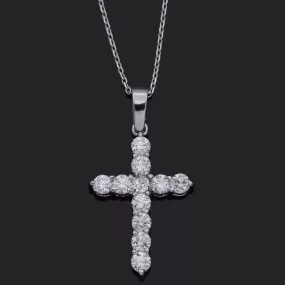 Estate 14K White Gold 0.77 TCW Diamond Cross Pendant Necklace