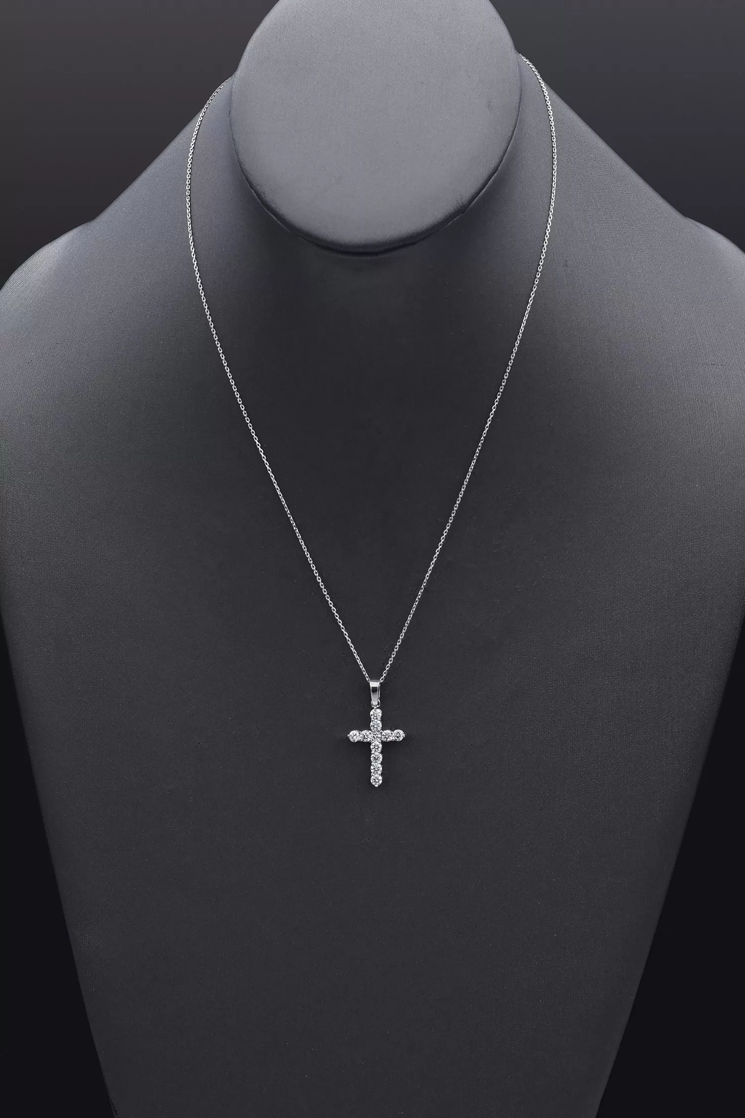 Estate 14K White Gold 0.77 TCW Diamond Cross Pendant Necklace