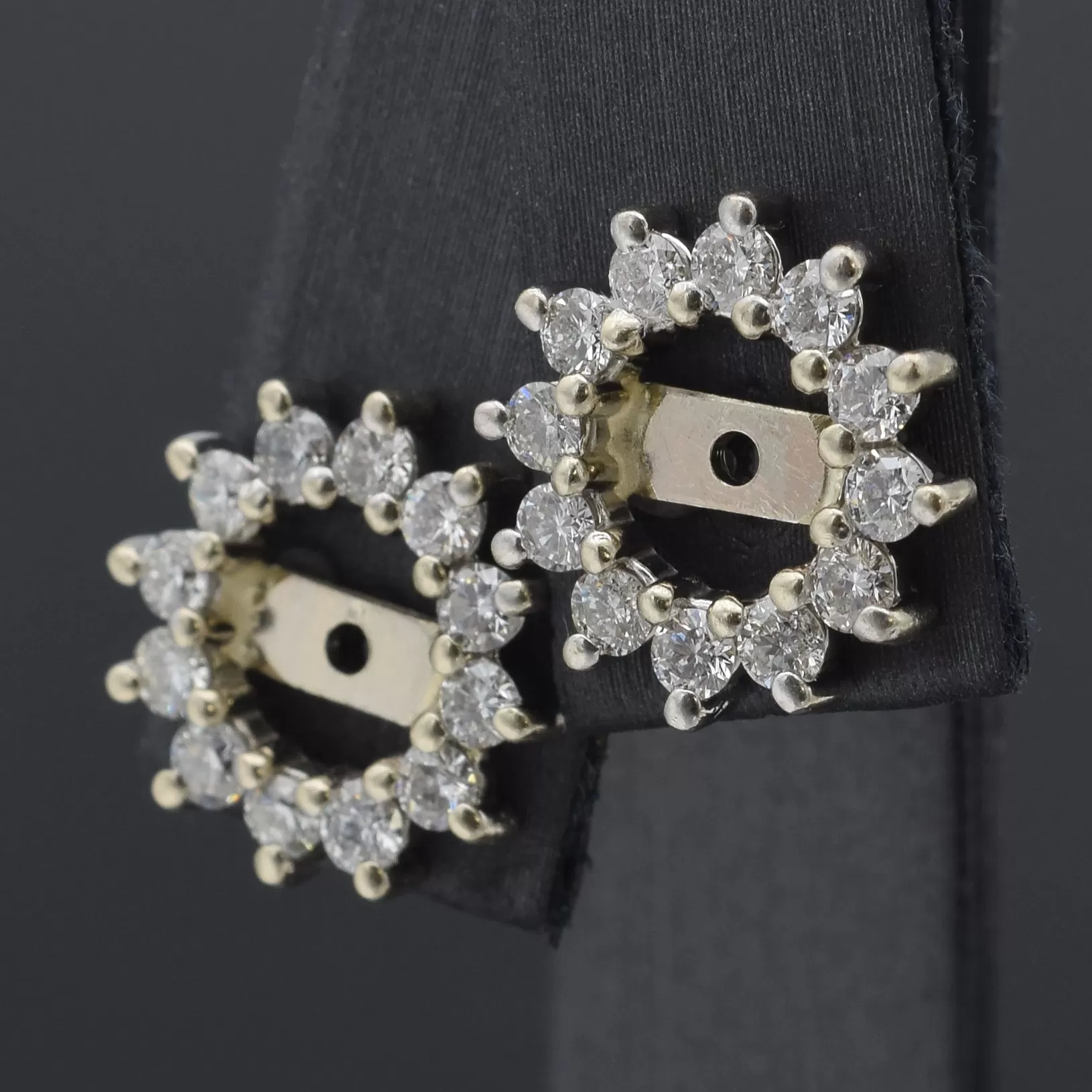 Estate 14K White Gold 0.96 TCW Diamond Ear Jacket Earrings