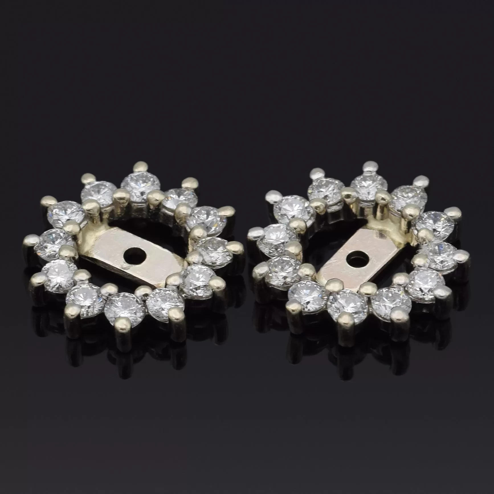 Estate 14K White Gold 0.96 TCW Diamond Ear Jacket Earrings