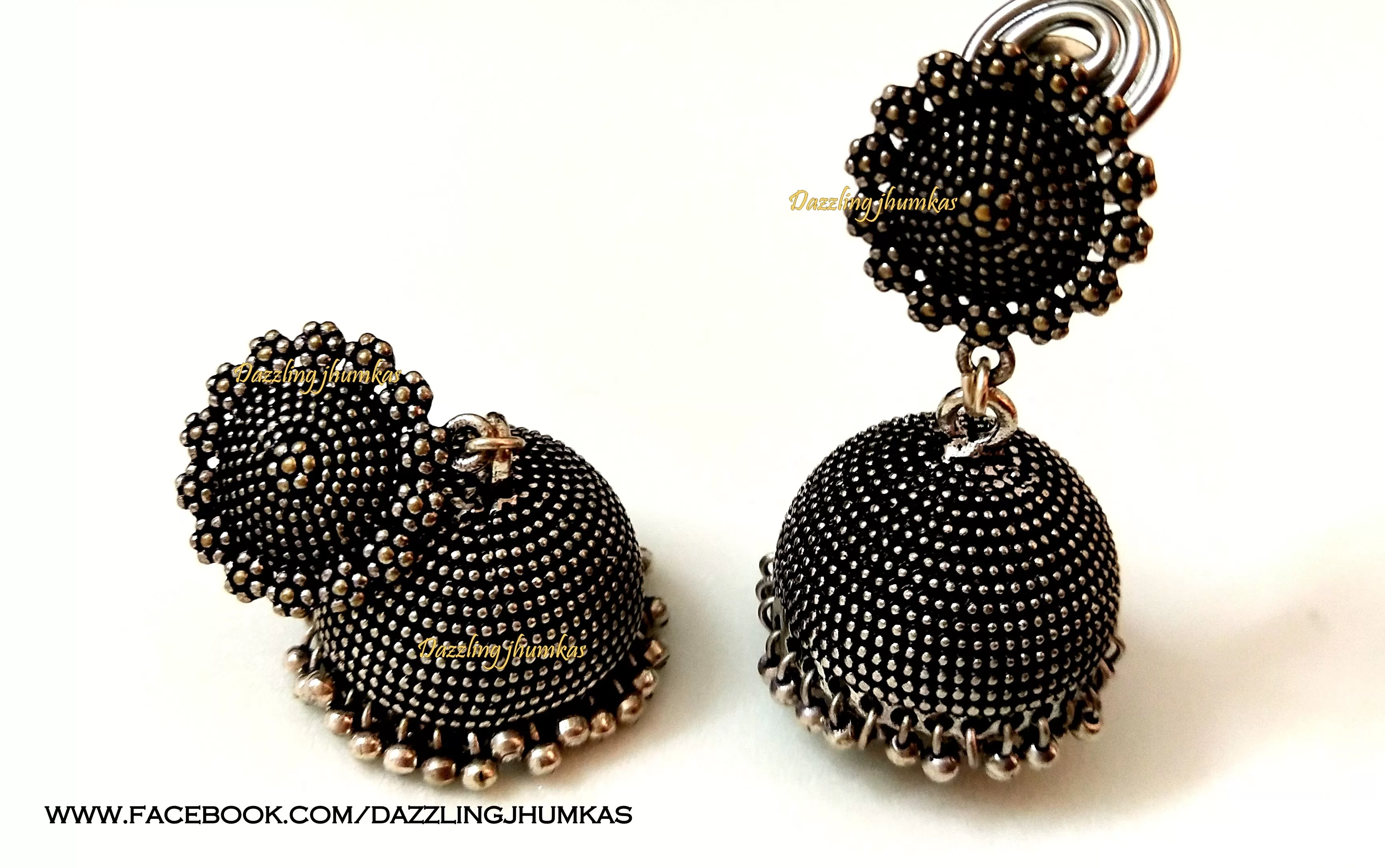 German Silver Oxidised Jhumkas