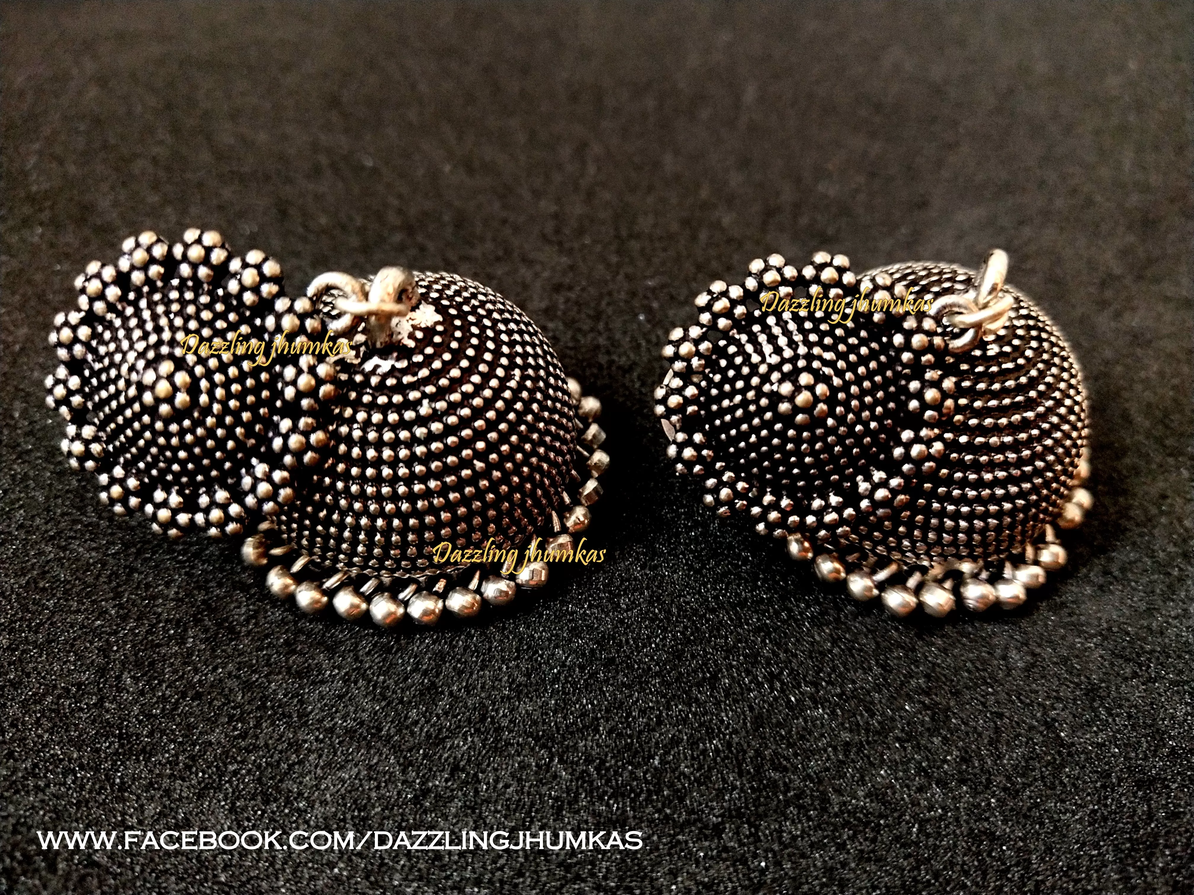 German Silver Oxidised Jhumkas