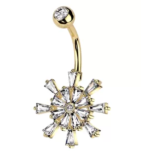 Gold PVD Tiller Burst Stainless Steel Belly Button Ring