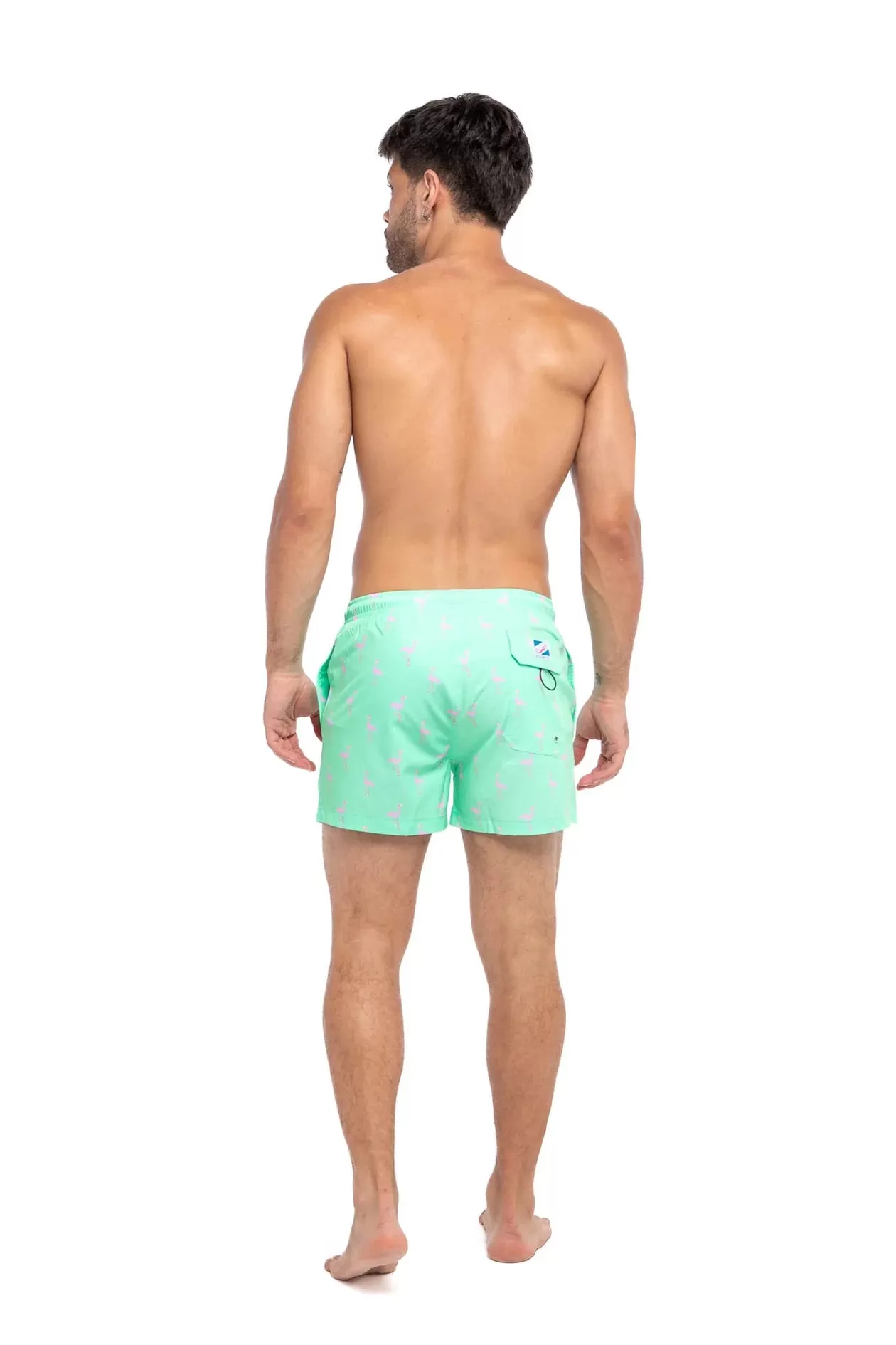 Green Flamingo Swim Trunks