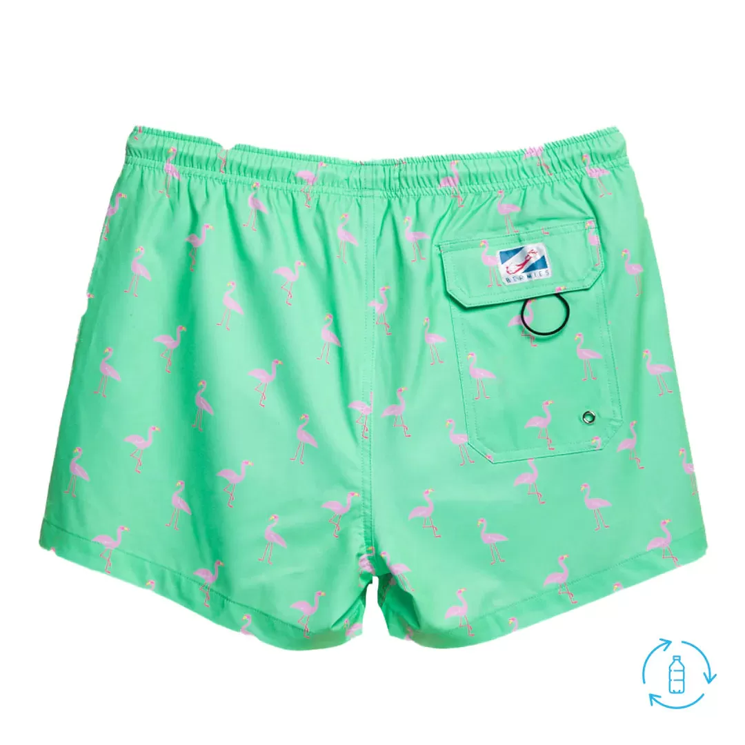 Green Flamingo Swim Trunks