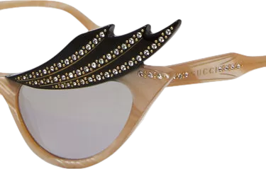 Gucci Beige Hollywood Forever Cat Eye Sunglasses in case