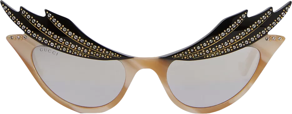 Gucci Beige Hollywood Forever Cat Eye Sunglasses in case