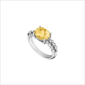 Icona Eternity Citrine & Diamond Ring in Sterling Silver