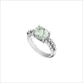 Icona Eternity Green Amethyst & Diamond Ring in Sterling Silver