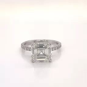 LASH 4 Carat Asscher Cut Lab Grown Diamond Engagement Ring IGI Certified