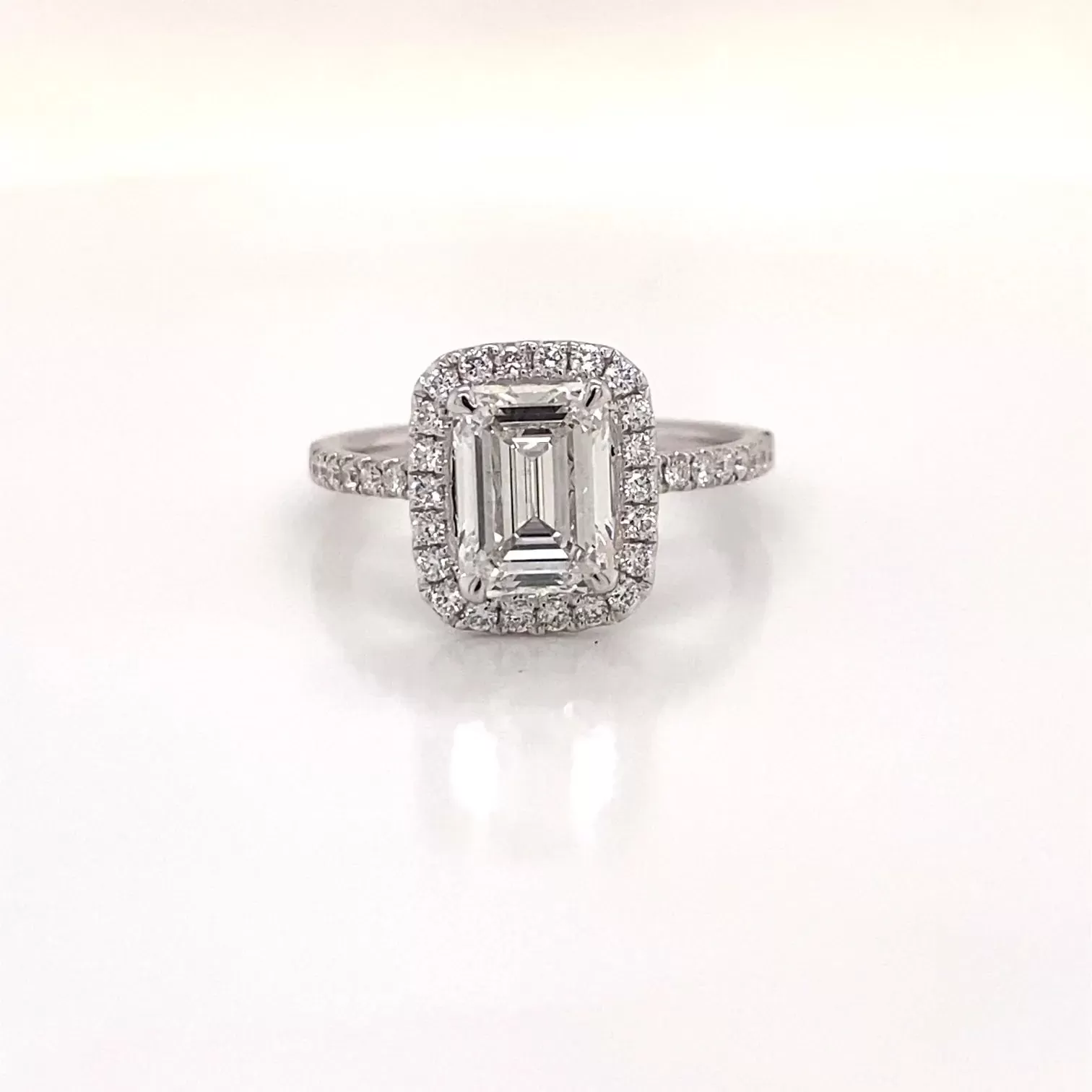 LILAH 6 Carat Emerald Cut Lab Grown Diamond Engagement Ring. Three-Stone. IGI Certified