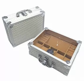 Luxury Silver Aluminum Watch and Jewelry Storage Suitcase