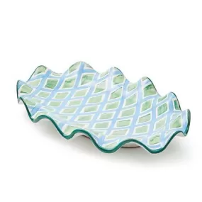 MacKenzie-Childs Paper & Pencil Ceramic Fluted Serving Platter