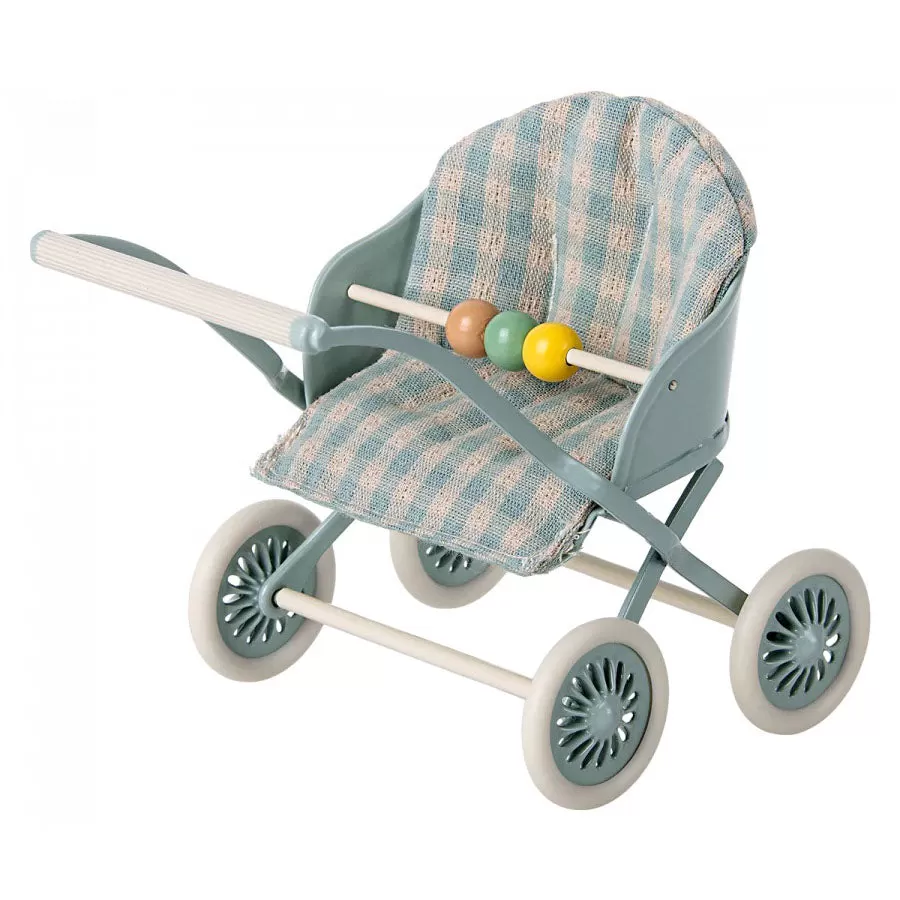 Maileg Stroller, Baby Mice - Mint