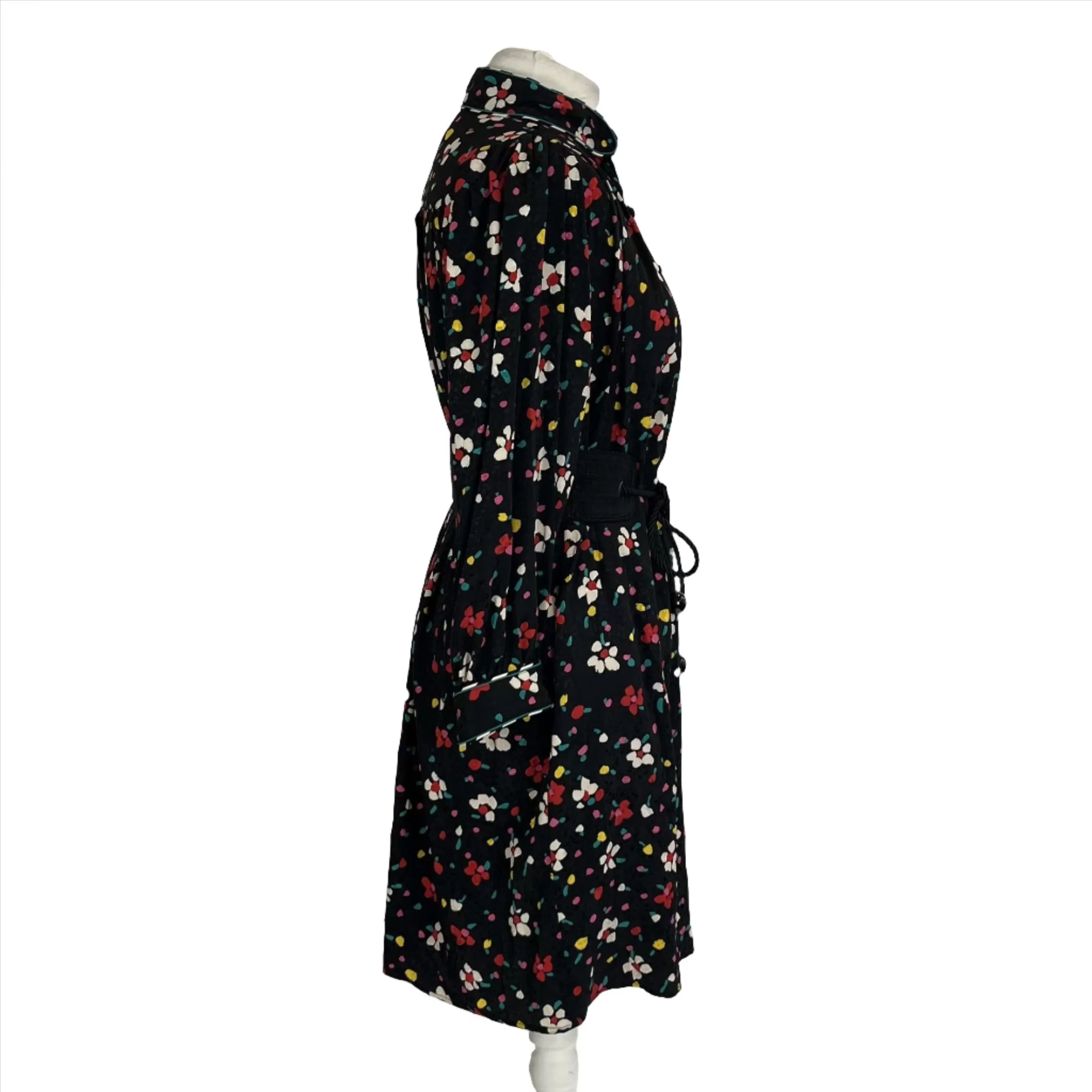 Marc Jacobs Brand New Black Floral Silk Midi Dress XXS/XS